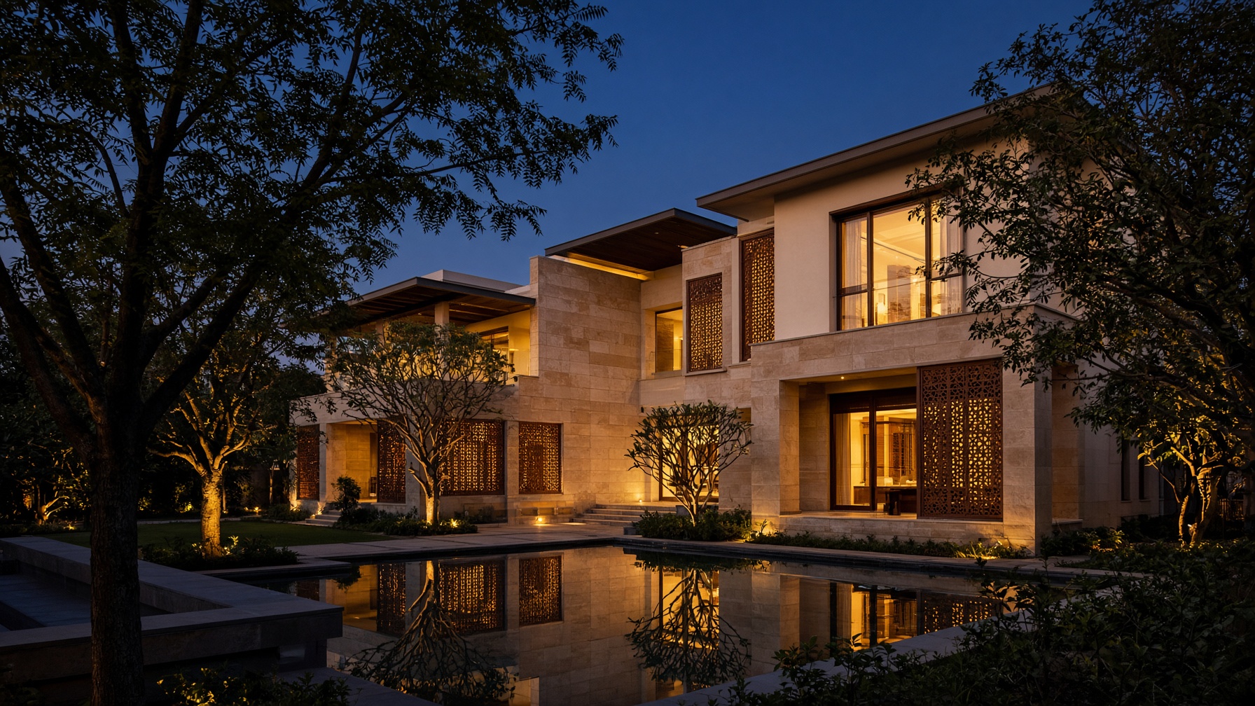 Evening courtyard of a North Indian house — the kind of property that can secure a Matsya mortgage.